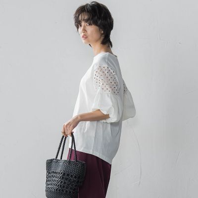 【ＷＥＢ限定】刺繍レーススリーブプルオーバー≪洗濯機で洗える≫