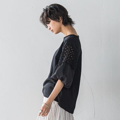 【ＷＥＢ限定】刺繍レーススリーブプルオーバー≪洗濯機で洗える≫