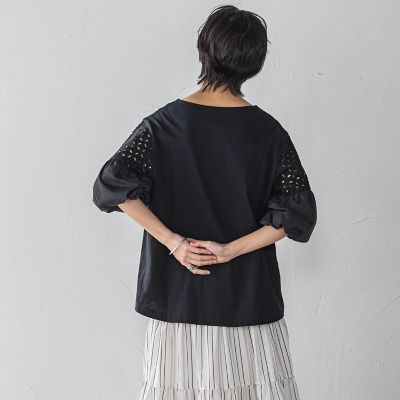 【ＷＥＢ限定】刺繍レーススリーブプルオーバー≪洗濯機で洗える≫