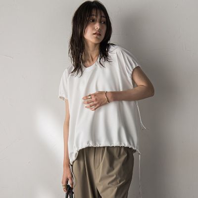 【ＷＥＢ限定】異素材切替えドロストギャザープルオーバー≪洗濯機で洗える≫
