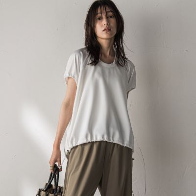 【ＷＥＢ限定】異素材切替えドロストギャザープルオーバー≪洗濯機で洗える≫