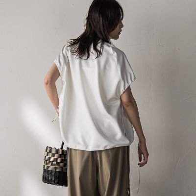 【ＷＥＢ限定】異素材切替えドロストギャザープルオーバー≪洗濯機で洗える≫