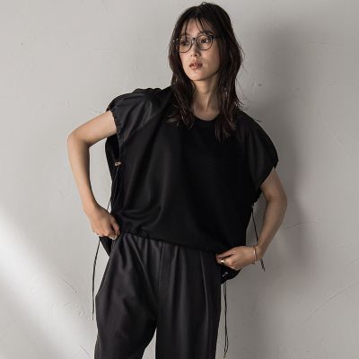 【ＷＥＢ限定】異素材切替えドロストギャザープルオーバー≪洗濯機で洗える≫
