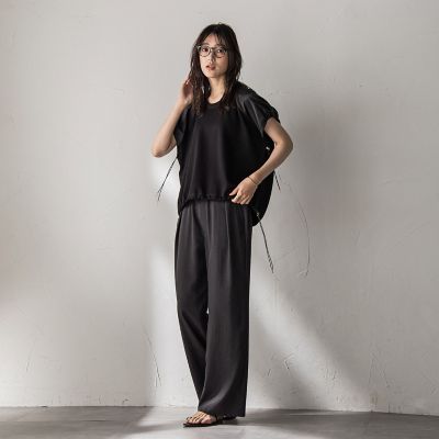 【ＷＥＢ限定】異素材切替えドロストギャザープルオーバー≪洗濯機で洗える≫