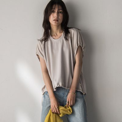 【ＷＥＢ限定】異素材切替えドロストギャザープルオーバー≪洗濯機で洗える≫