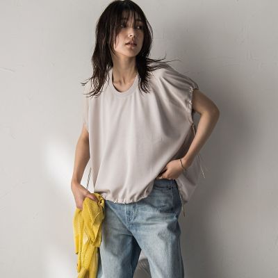【ＷＥＢ限定】異素材切替えドロストギャザープルオーバー≪洗濯機で洗える≫