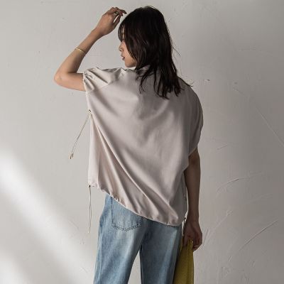 【ＷＥＢ限定】異素材切替えドロストギャザープルオーバー≪洗濯機で洗える≫