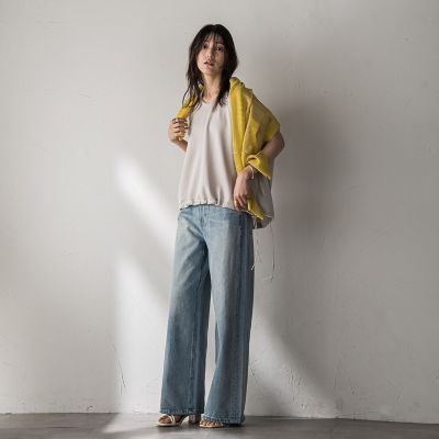 【ＷＥＢ限定】異素材切替えドロストギャザープルオーバー≪洗濯機で洗える≫
