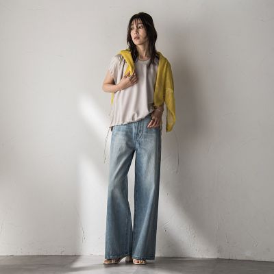 【ＷＥＢ限定】異素材切替えドロストギャザープルオーバー≪洗濯機で洗える≫