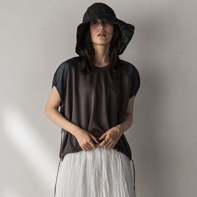 【ＷＥＢ限定】異素材切替えドロストギャザープルオーバー≪洗濯機で洗える≫