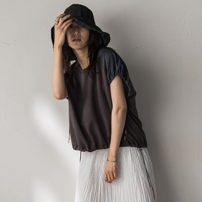 【ＷＥＢ限定】異素材切替えドロストギャザープルオーバー≪洗濯機で洗える≫