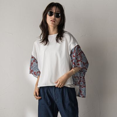 【SALE】MAYSON GREY（Women）/メイソングレイ ペイズリー柄ドッキングポンチョTシャツ&#8810;洗濯機で洗える&#8811; 23レッド系その他 トップス【三越伊勢丹/公式】