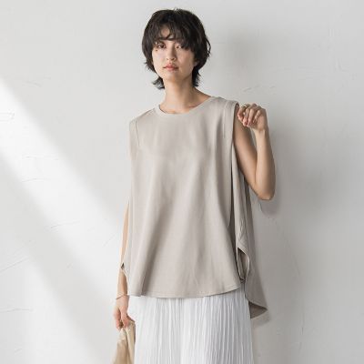 MAYSON GREY / メイソングレイ パネル切替えノースリーブプルオーバー≪手洗い可能≫ パネル切替えノースリーブプルオーバー≪手洗い可能≫｜メイソン