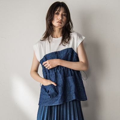 WEB限定】異素材ドッキングドロストプルオーバー≪洗濯機で