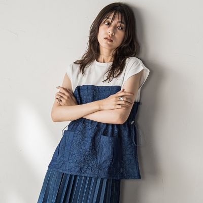 【WEB限定】異素材ドッキングドロストプルオーバー≪洗濯機で洗える≫ メイソングレイ MAYSON GREY 【WEB限定】異素材ドッキング