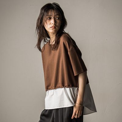 【SALE】MAYSON GREY（Women）/メイソングレイ シャツレイヤード風プルオーバー&#8810;手洗い可能&#8811; 10ブラウン トップス【三越伊勢丹/公式】