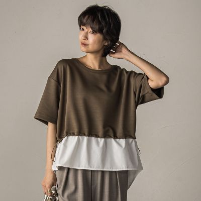 【SALE】MAYSON GREY（Women）/メイソングレイ シャツレイヤード風プルオーバー&#8810;手洗い可能&#8811; 19カーキ トップス【三越伊勢丹/公式】