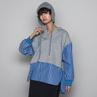 美品 メゾンスペシャル レース ドッキング レーヨンストライプシャツ ブルー F 76448645b_b_01_215.jpg