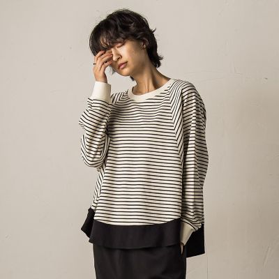 ＜MAYSON GREY（Women）＞ポンチローマラウンドヘム裾ドッキングプルオーバー≪洗濯機で洗える≫