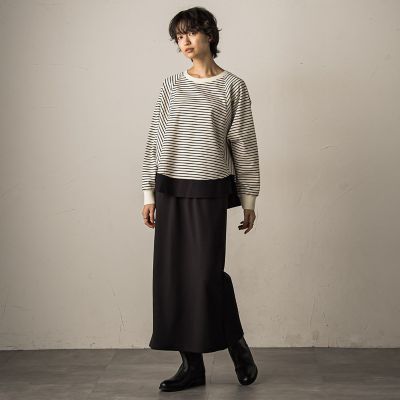 MACHATT ラウンドヘムプルオーバー ポンチローマラウンドヘム裾ドッキングプルオーバー≪洗濯機で洗える