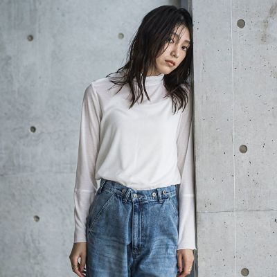 美品✨レオナール❤️ラインストーン ビーズ 装飾 半袖 ニット LL ネイビー セール】 シアーラメラインクルーネックニットプルオーバー