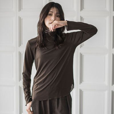 LOVE マーチエイプリルメイ　サムトップス ハイネック コットンインナー メランジリブタートルネックプルオーバー≪手洗い可能