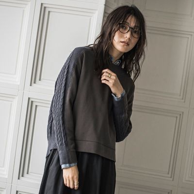 MAYSON GREY（Women）/メイソングレイ 裏毛×ニット前後ドッキングプルオーバー&#8810;手洗い可能&#8811; 20チャコールグレー トップス【三越伊勢丹/公式】