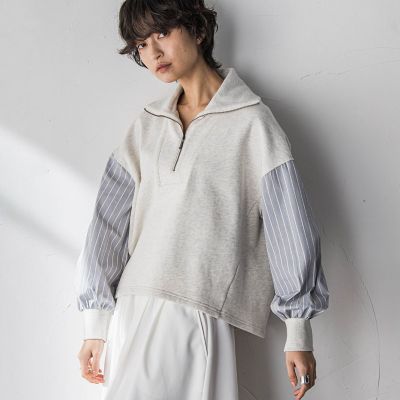 Mame Kurogouchi ストライプジャージーハーフジップブルゾン 2 mame 