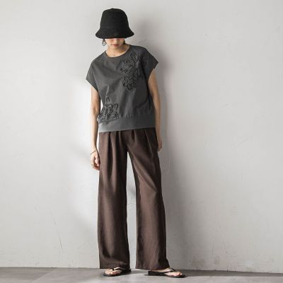 マモ　グレー36サイズ　木曜日発送 麻調ジャージフラワーモチーフプルオーバー | MAYSON GREY（Women