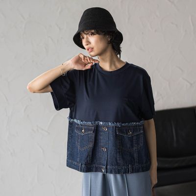 ＜MAYSON GREY（Women）＞デニムドッキングＴシャツ