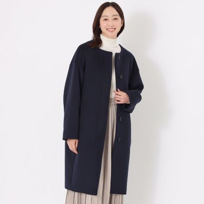 ＜SANYOCOAT (Women)＞エアージーロンラム　ノーカラーコート
