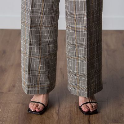 モールチェックワイドパンツ≪洗濯機で洗える≫