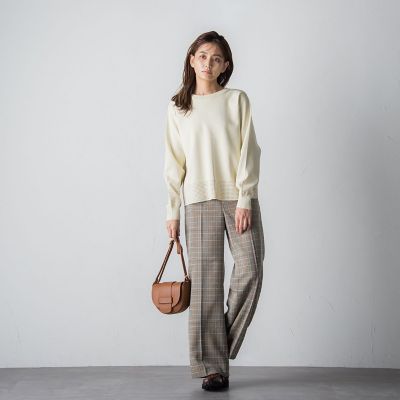 モールチェックワイドパンツ≪洗濯機で洗える≫