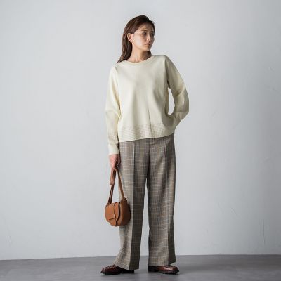 モールチェックワイドパンツ≪洗濯機で洗える≫