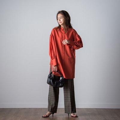 モールチェックワイドパンツ≪洗濯機で洗える≫