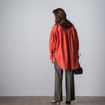 モールチェックワイドパンツ≪洗濯機で洗える≫