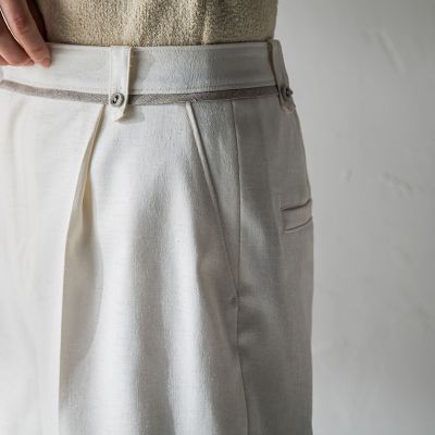 リネンライクタックワイドパンツ≪セットアップ対応／洗濯機で洗える≫