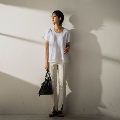 叶えるパンツ2023AW】AVAフロントスリットスリムパンツ