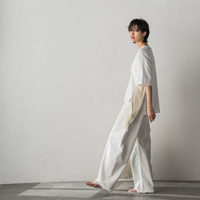 ダメージカーブデニムパンツ≪洗濯機で洗える≫