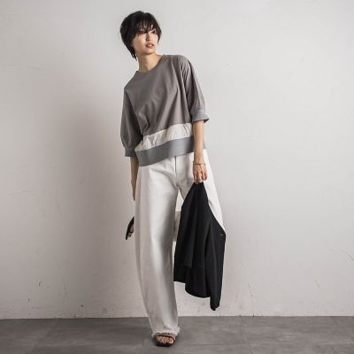 ダメージカーブデニムパンツ≪洗濯機で洗える≫