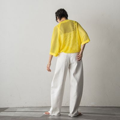 ダメージカーブデニムパンツ≪洗濯機で洗える≫