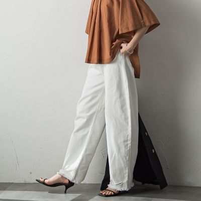ダメージカーブデニムパンツ≪洗濯機で洗える≫