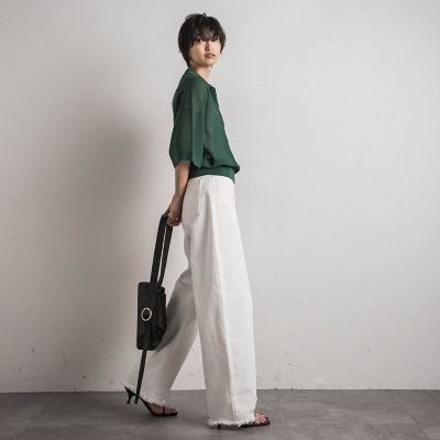 ダメージカーブデニムパンツ≪洗濯機で洗える≫