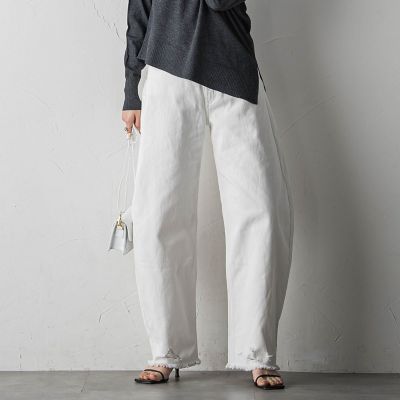 ダメージカーブデニムパンツ≪洗濯機で洗える≫