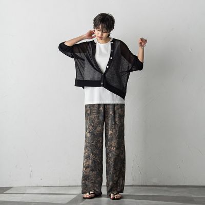 ニュアンス柄リラックスストレートパンツ≪手洗い可能≫