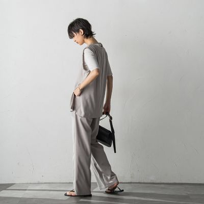メランジイージーワイドパンツ≪洗濯機で洗える≫