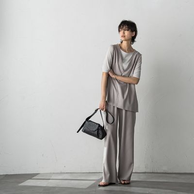 メランジイージーワイドパンツ≪洗濯機で洗える≫