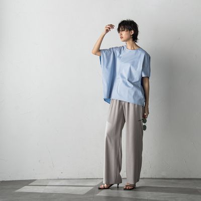 メランジイージーワイドパンツ≪洗濯機で洗える≫