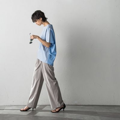 メランジイージーワイドパンツ≪洗濯機で洗える≫