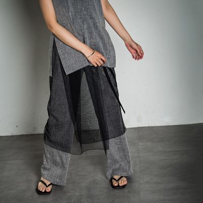 メランジイージーワイドパンツ≪洗濯機で洗える≫